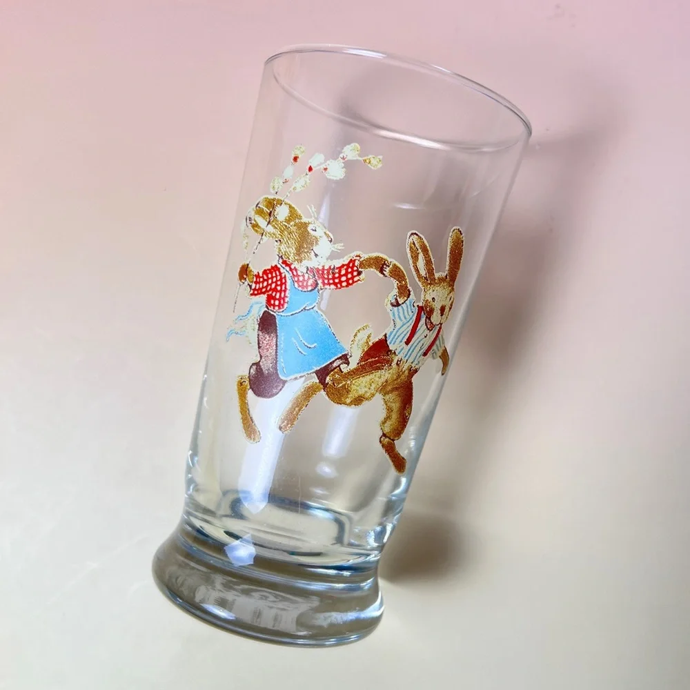 World Market Easter‎ Bunny Rabbit Juice Glasses Set of 4 9 oz Spring Tableware